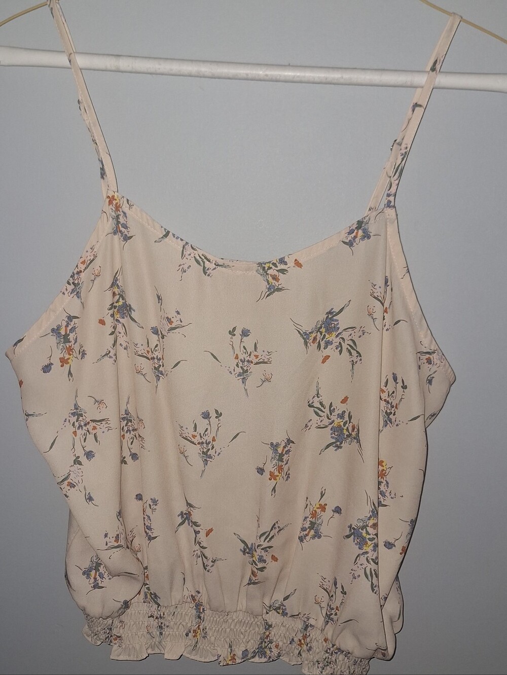 Willow Root Floral Size M Adjustable Straps Chiffon Top Tank Boho Crop Cottage